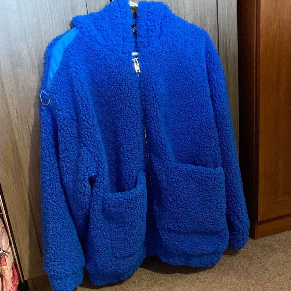 Dolls Kill- Current Mood Blue Fleece Jacket